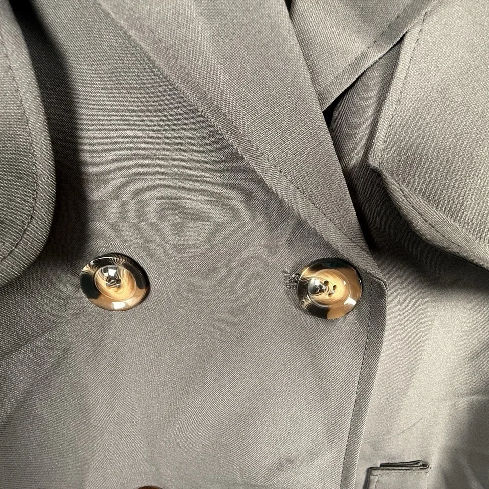 Katch Me Women's L Notch‎ Lapel Double Breasted Belt Trench Coat Gray NEW